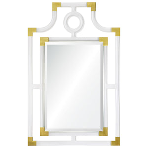 Acrylic Pagoda Mirror – Brass Accents