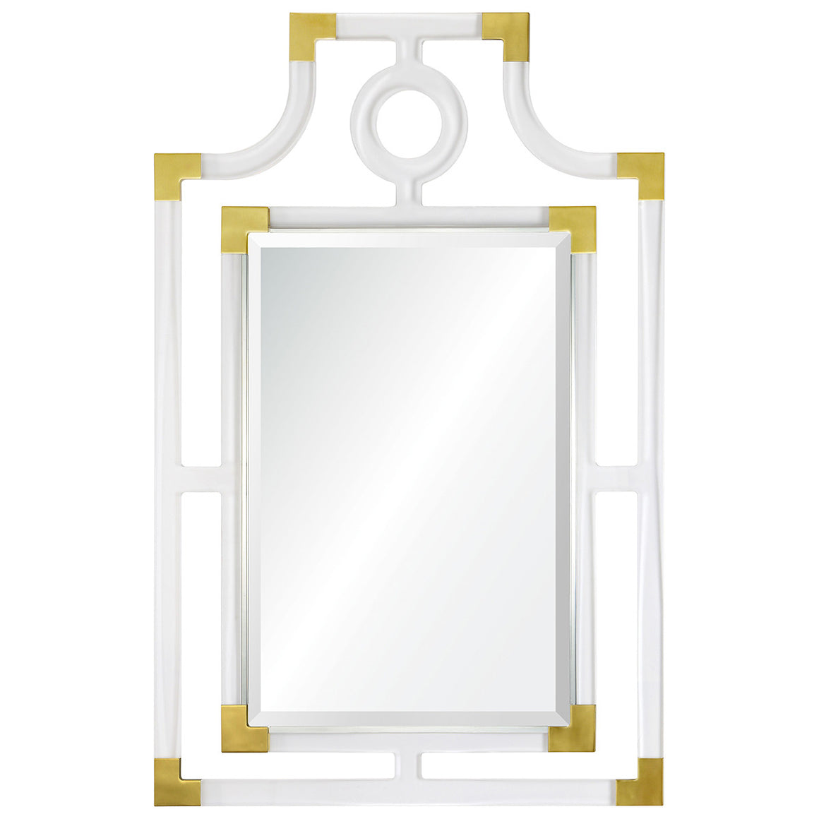 Acrylic Pagoda Mirror – Brass Accents