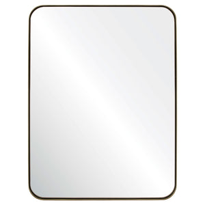 Satin Brass Rounded Corner Mirror - Available in 2 Sizes