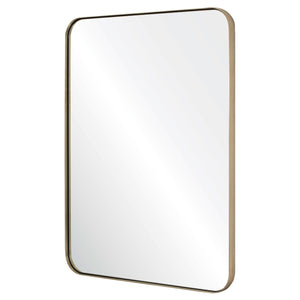 Satin Brass Rounded Corner Mirror - Available in 2 Sizes