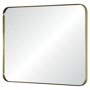 Satin Brass Rounded Corner Mirror - Available in 2 Sizes