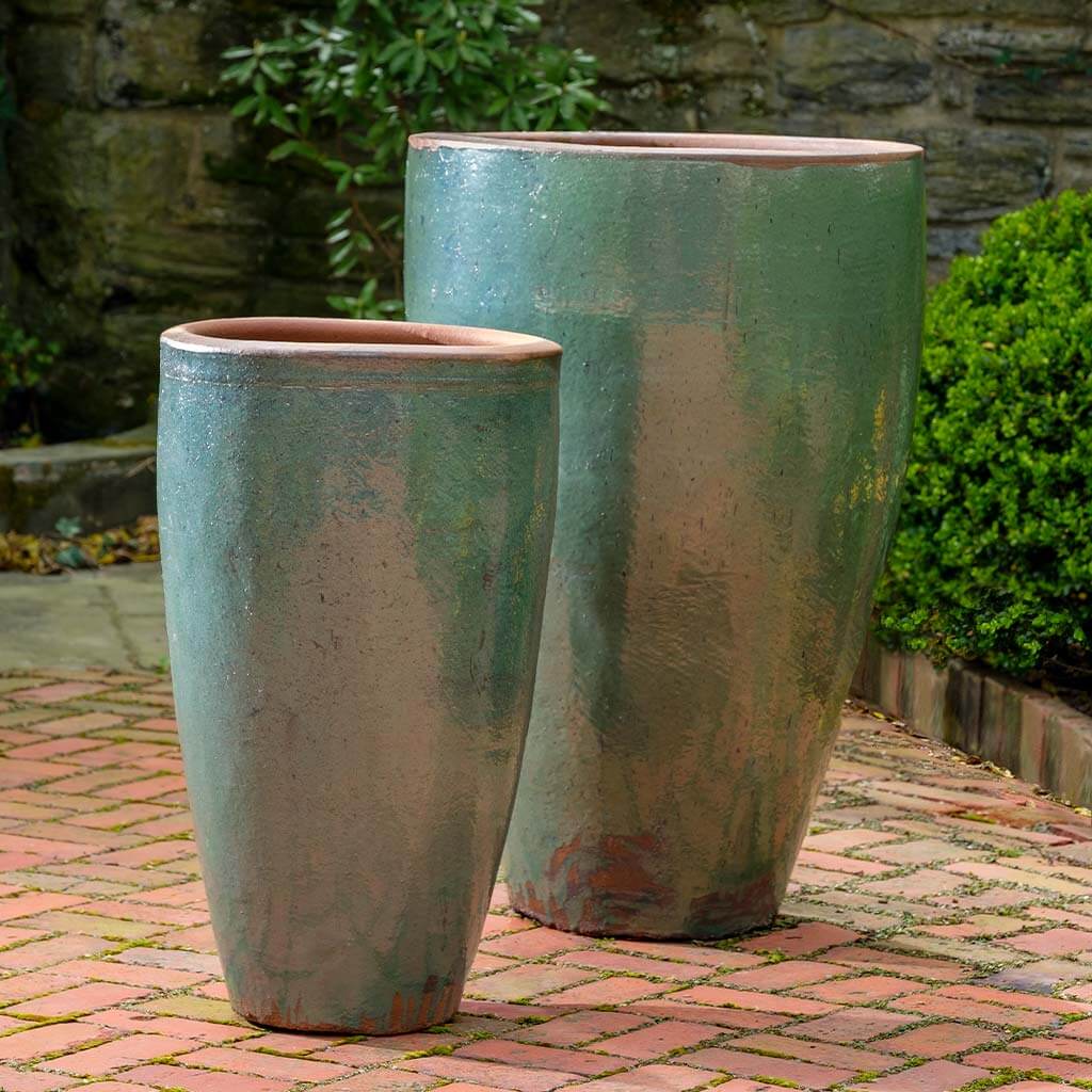 Rustic Green Oversized Terra Cotta Planters - Set of 2