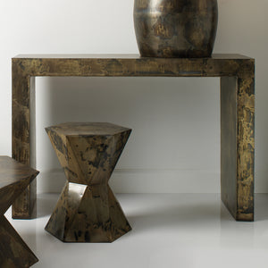 Charlemagne Console Table in Acid Washed Metal