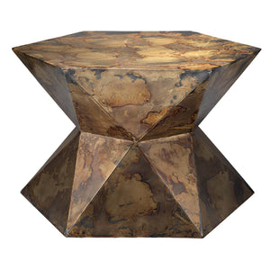 Hexagonal Accent Table in Acid Washed Metal – Large