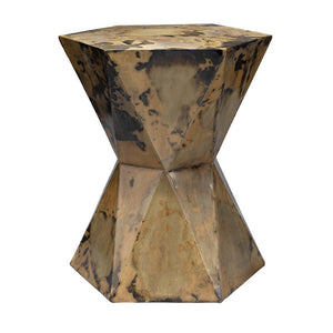 Hexagonal Accent Table in Acid Washed Metal – Small
