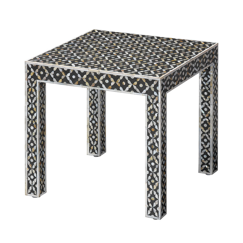 Inlaid Mother of Pearl Square Side Table