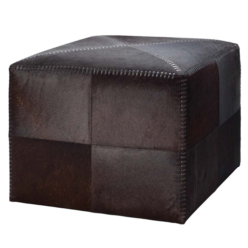 Large Rustic Ottoman - Espresso Hide