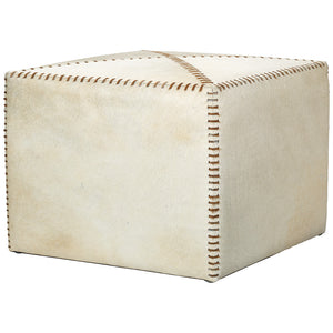 Large Rustic Ottoman - White Hide