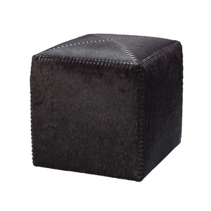 Small Rustic Ottoman – Espresso Hide