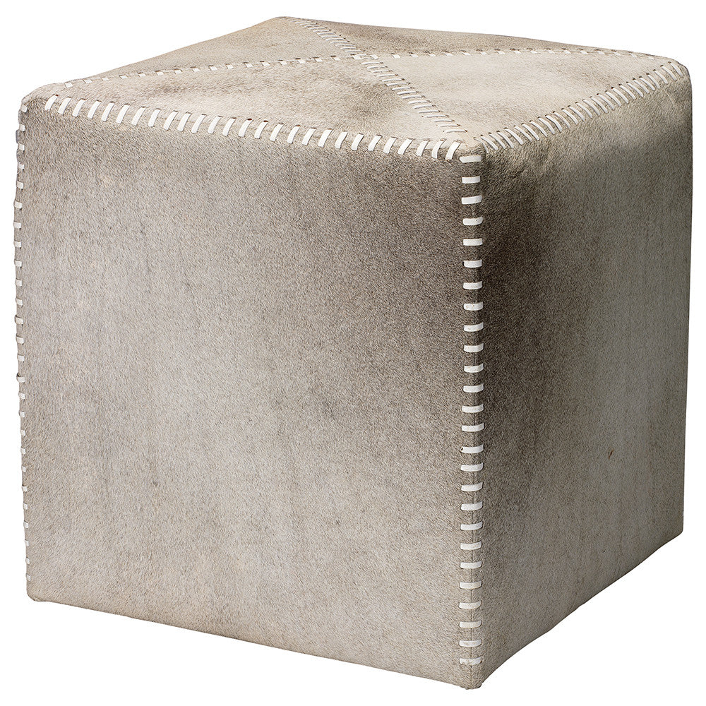 Small Rustic Ottoman – Grey Hide