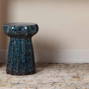 Oyster Side Table - Mixed Blue Reactive Glaze