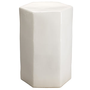 Large Ceramic Hexagonal Accent Table – White