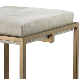 Shelby Metal & Hide Counter Stool – White Hide & Antique Brass