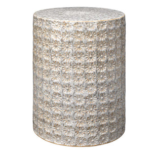 Wildflower Patterned Ceramic Accent Table – Cream