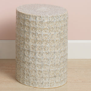 Wildflower Patterned Ceramic Accent Table – Cream