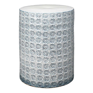 Wildflower Patterned Ceramic Accent Table – Blue