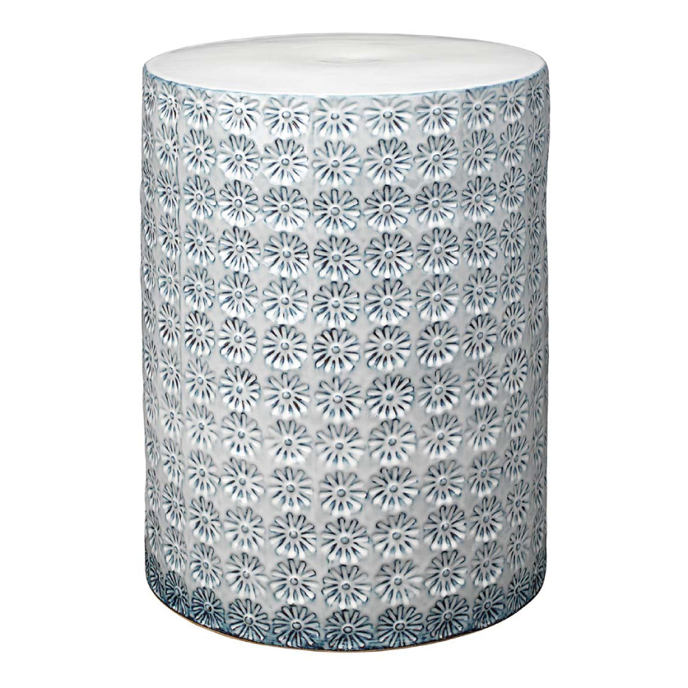 Wildflower Patterned Ceramic Accent Table – Blue
