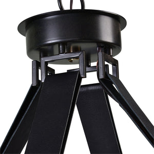 12-Light Leather Strap Chandelier – Black