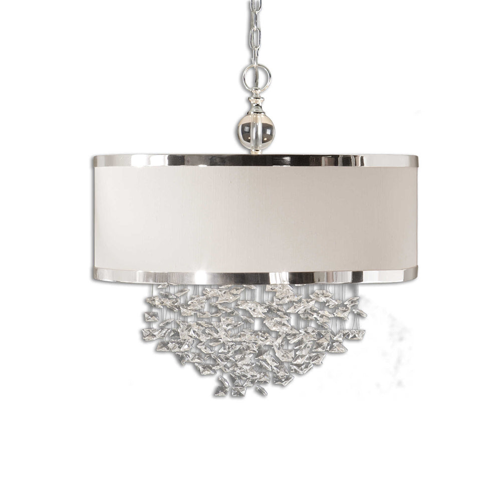 Silver & Crystal Drum Chandelier