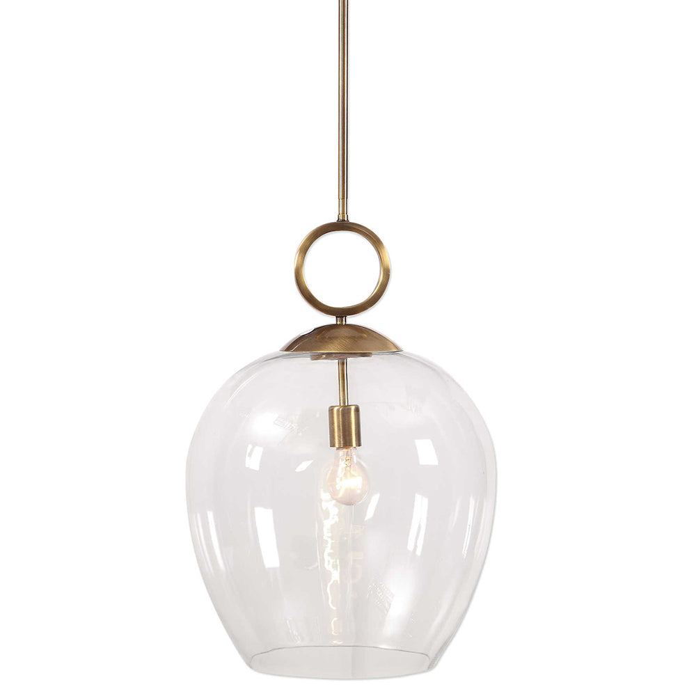 Extra Large Globe Pendant Light with Aged Brass Accents