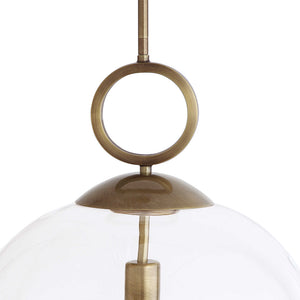 Extra Large Globe Pendant Light with Aged Brass Accents