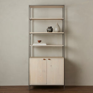 Trey Modular Wide Bookcase-Dove Poplar