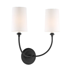 Libby Langdon For Crystorama Sylvan 2 Light Black Forged Sconce