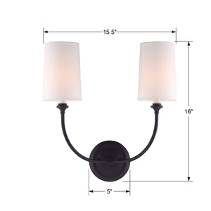 Libby Langdon For Crystorama Sylvan 2 Light Black Forged Sconce