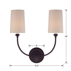 Libby Langdon for Crystorama Sylvan 2 Light Dark Bronze Sconce