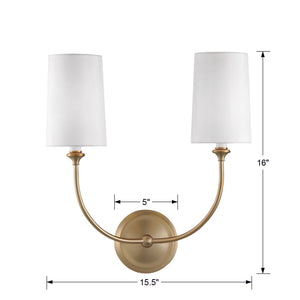 Libby Langdon for Crystorama Sylvan 2 Light Vibrant Gold Sconce