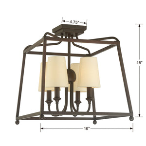 Libby Langdon for Crystorama Sylvan 4 Light Dark Bronze Ceiling Mount