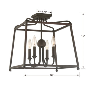 Libby Langdon for Crystorama Sylvan 4 Light Dark Bronze Ceiling Mount
