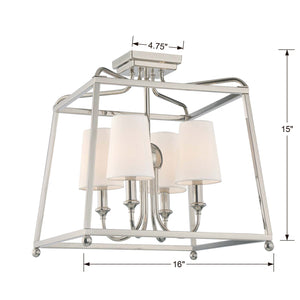 Libby Langdon for Crystorama Sylvan 4 Light Polished Nickel Ceiling Mount