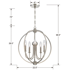 Libby Langdon for Crystorama Sylvan 5 Light Polished Nickel Chandelier