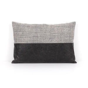Leather & Linen Pillow-Black-16"x24"