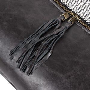 Leather & Linen Pillow-Black-16"x24"