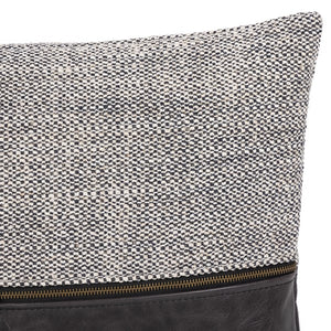 Leather & Linen Pillow-Black-16"x24"