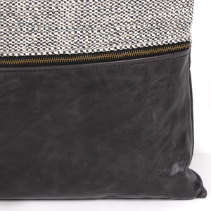 Leather & Linen Pillow-Black-16"x24"