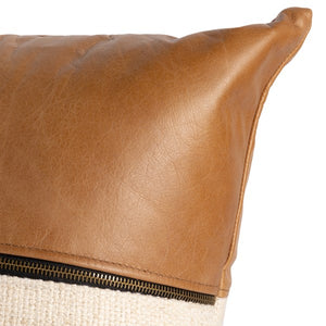 Leather & Linen Pillow-Buttersctch-16x24