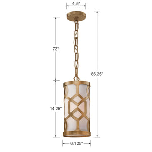Libby Langdon for Crystorama Jennings 1 Light Aged Brass Pendant