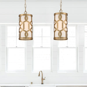 Libby Langdon for Crystorama Jennings 1 Light Aged Brass Pendant