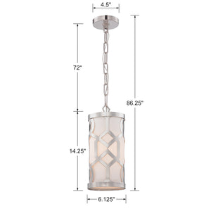 Libby Langdon for Crystorama Jennings 1 Light Polished Nickel Pendant