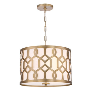 Libby Langdon for Crystorama Jennings 3 Light Aged Brass Chandelier