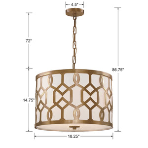 Libby Langdon for Crystorama Jennings 3 Light Aged Brass Chandelier