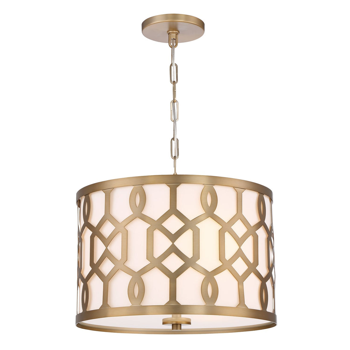 Libby Langdon for Crystorama Jennings 3 Light Aged Brass Chandelier