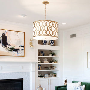 Libby Langdon for Crystorama Jennings 3 Light Aged Brass Chandelier