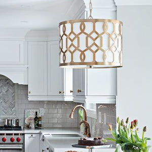 Libby Langdon for Crystorama Jennings 3 Light Aged Brass Chandelier