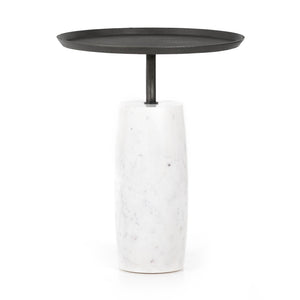 Marlow - Cronos End Table-Polished White Marble