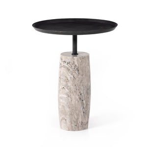 Marlow - Cronos End Table-River Grey Marble Solid