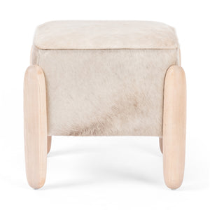 Oaklyn Ottoman-21"-Buff Hair On Hide
